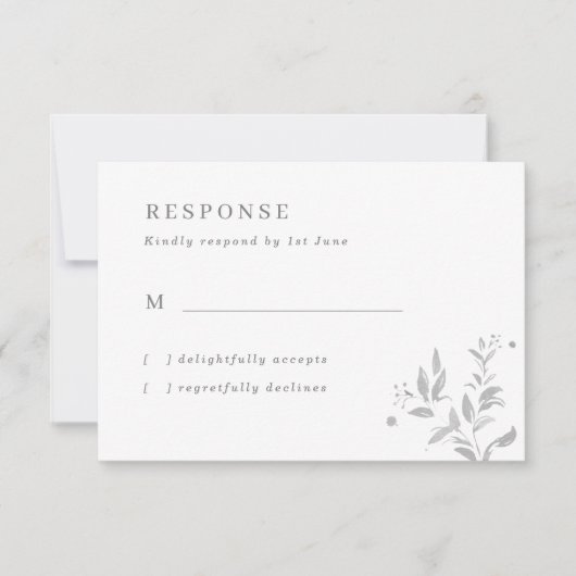 Eenvoudige grijze lederen bruiloft RSVP-kaart RSVP Kaartje (Voorkant)