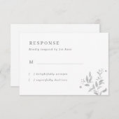 Eenvoudige grijze lederen bruiloft RSVP-kaart RSVP Kaartje (Voorkant / Achterkant)