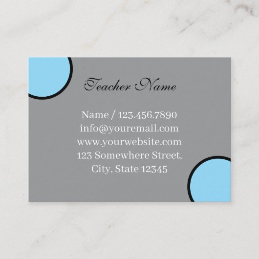 eenvoudige grijze-lerarensjabloon visitekaartje (Voorkant)