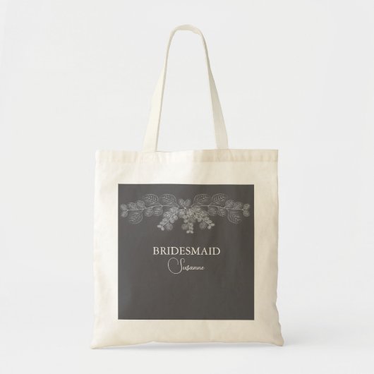 Eenvoudige Grijze Lijn Art Eucalyptus Bruidsmeisje Tote Bag (Voorkant)