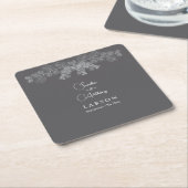 Eenvoudige Grijze Lijn Art Eucalyptus Wedding Kartonnen Onderzetters (Schuin)
