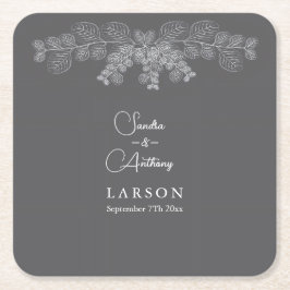 Eenvoudige Grijze Lijn Art Eucalyptus Wedding Kartonnen Onderzetters