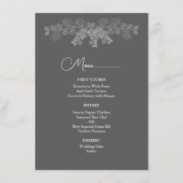 Eenvoudige Grijze Lijn Art Eucalyptus Wedding Menu