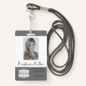 Eenvoudige grijze Logo-streepjescode-ID Foto afdel Badge (Voorkant met draagriem)