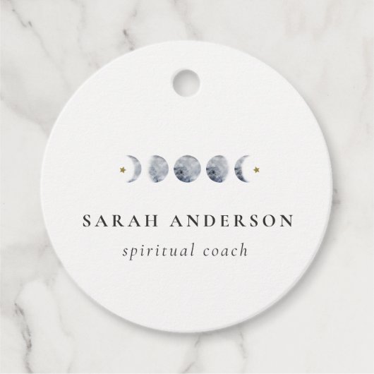 Eenvoudige Grijze Maan Celestial Moon Phase Waterv Bedankjes Labels (Voorkant)