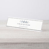 Eenvoudige Grijze Maan Celestial Moon Phase Waterv Bureau Naambordje (Voorkant)