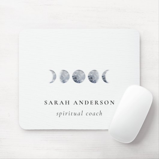 Eenvoudige Grijze Maan Celestial Moon Phase Waterv Muismat (Met muis)