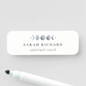 Eenvoudige Grijze Maan Celestial Moon Phase Waterv Naamplaatje (In situ)