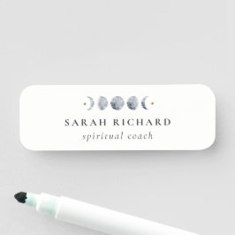 Eenvoudige Grijze Maan Celestial Moon Phase Waterv Naamplaatje