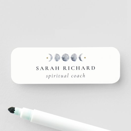 Eenvoudige Grijze Maan Celestial Moon Phase Waterv Naamplaatje (In situ)