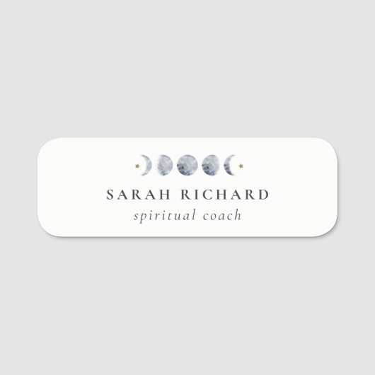 Eenvoudige Grijze Maan Celestial Moon Phase Waterv Naamplaatje (Voorkant)
