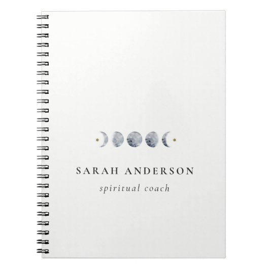 Eenvoudige Grijze Maan Celestial Moon Phase Waterv Notitieboek (Voorkant)