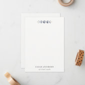 Eenvoudige Grijze Maan Celestial Moon Phase Waterv Notitiekaartje (Voorkant / Achterkant in situ)