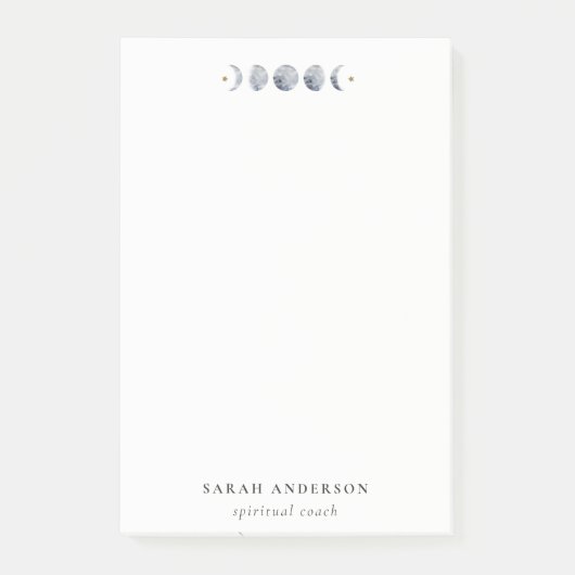 Eenvoudige Grijze Maan Celestial Moon Phase Waterv Post-it® Notes (Voorkant)