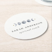 Eenvoudige Grijze Maan Celestial Moon Phase Waterv Ronde Kartonnen Onderzetter (Gebogen)