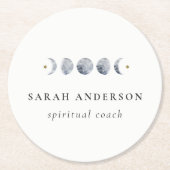 Eenvoudige Grijze Maan Celestial Moon Phase Waterv Ronde Kartonnen Onderzetter (Voorkant)