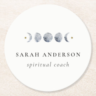 Eenvoudige Grijze Maan Celestial Moon Phase Waterv Ronde Kartonnen Onderzetter