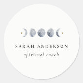 Eenvoudige Grijze Maan Celestial Moon Phase Waterv Ronde Sticker (Voorkant)