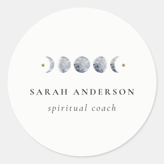 Eenvoudige Grijze Maan Celestial Moon Phase Waterv Ronde Sticker (Voorkant)