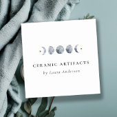 Eenvoudige Grijze Maan Celestial Moon Phase Waterv Vierkante Visitekaartje