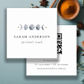 Eenvoudige Grijze Maan Hemelse Maan Fase QR Code Vierkante Visitekaartje