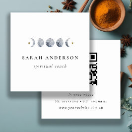 Eenvoudige Grijze Maan Hemelse Maan Fase QR Code Vierkante Visitekaartje