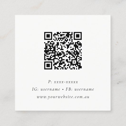 Eenvoudige Grijze Maan Hemelse Maan Fase QR Code Vierkante Visitekaartje (Achterkant)