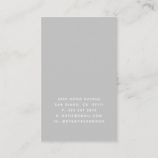 Eenvoudige grijze, minimalistische, aangepaste wee visitekaartje (Achterkant)