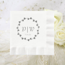 Eenvoudige Grijze Monogram Ivy Krans Wedding