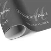 Eenvoudige grijze monogram trouw bruid bruidegom n cadeaupapier (Rol Hoek)