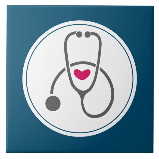 Eenvoudige grijze neurserende stethoscoop met rood tegeltje (Voorkant)