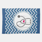 Eenvoudige grijze neurserende stethoscoop met rood theedoek (Horizontaal)