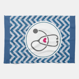 Eenvoudige grijze neurserende stethoscoop met rood theedoek