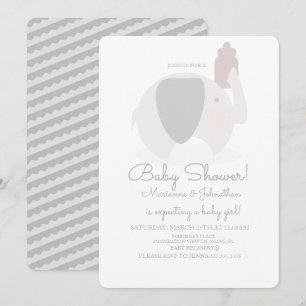 Eenvoudige grijze olifant safari baby shower kaart