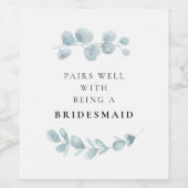 Eenvoudige grijze paren goed met een bruidsmeisje wijn etiket (Enkel label)