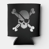 Eenvoudige grijze piraatschedel en kruisgraten blikjeskoeler (Voorkant)