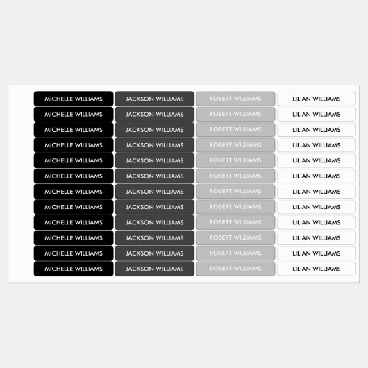 Eenvoudige grijze schaal Kinder naam Labels (Vel)