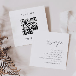 Eenvoudige grijze script bruiloft QR-code RSVP-beg Informatiekaartje