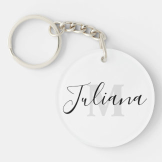 Eenvoudige grijze script monogram sleutelhanger