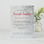 Eenvoudige Grijze Sneeuwvlokken Secret Santa Party Kaart (Staand voorkant)