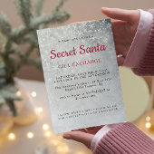 Eenvoudige Grijze Sneeuwvlokken Secret Santa Party Kaart