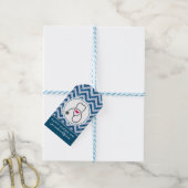 Eenvoudige grijze Stethoscoop op blauwe Chevron Ne Cadeaulabel (Met Touw)