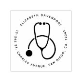 Eenvoudige grijze Stethoscoopnaam en -adres Zelfinktende Stempel (Design)