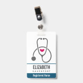 Eenvoudige grijze vernevelstethoscoop badge (Voorzijde met clip)