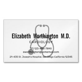 Eenvoudige grijze vernevelstethoscoop magnetisch visitekaartje