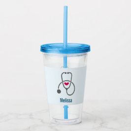 Eenvoudige grijze verpleegsterstethoscoop met rode acryl drinkbeker