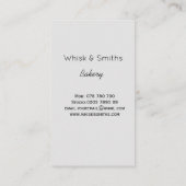 Eenvoudige grijze witte bakkerij Chef Caterer - Aa Visitekaartje (Achterkant)