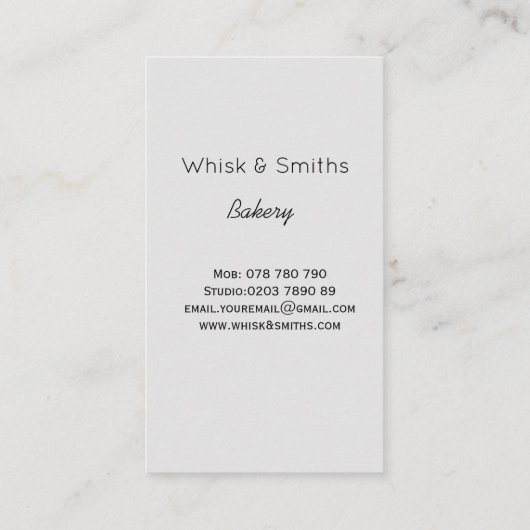 Eenvoudige grijze witte bakkerij Chef Caterer - Aa Visitekaartje (Achterkant)