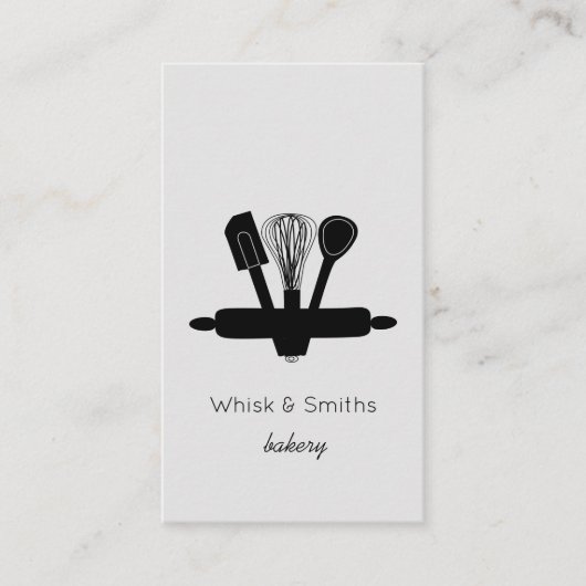 Eenvoudige grijze witte bakkerij Chef Caterer - Aa Visitekaartje (Voorkant)