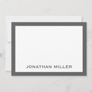 Eenvoudige grijze witte Typografische Naam 5x7 Notitiekaartje
